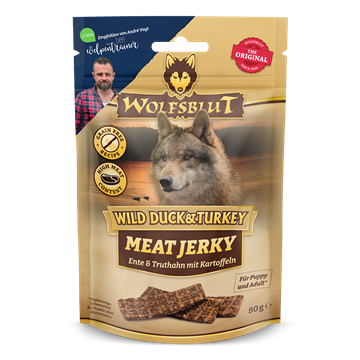 WOLFSBLUT, Meat Jerky, Wild Duck & Turkey 80 gr.