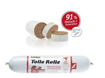 Anibio Tolle Rolle Rind/OKSE 400 g. skærepølse 91% kød